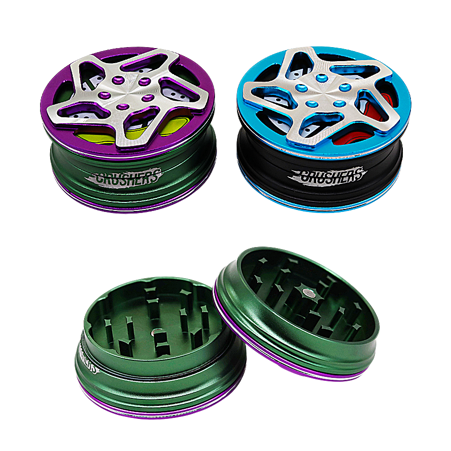 Crushers Cut Out Star Design Aluminium 2 Part Grinder (GR712) | 63mm | Assorted Colors product image